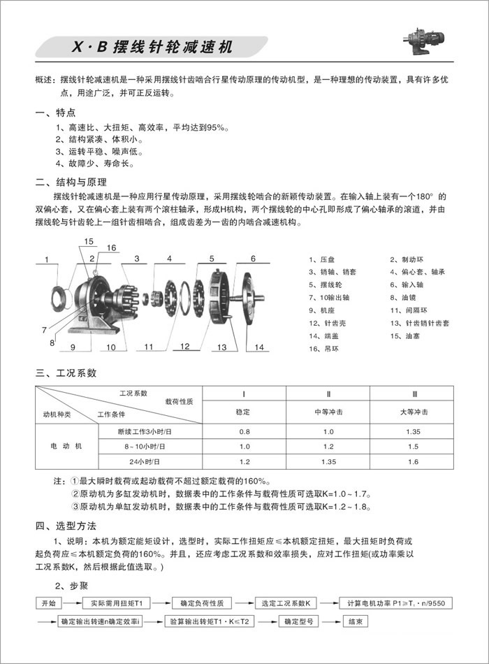 X、B擺線減速機(jī)概述、工作原理和結(jié)構(gòu)、選型方法